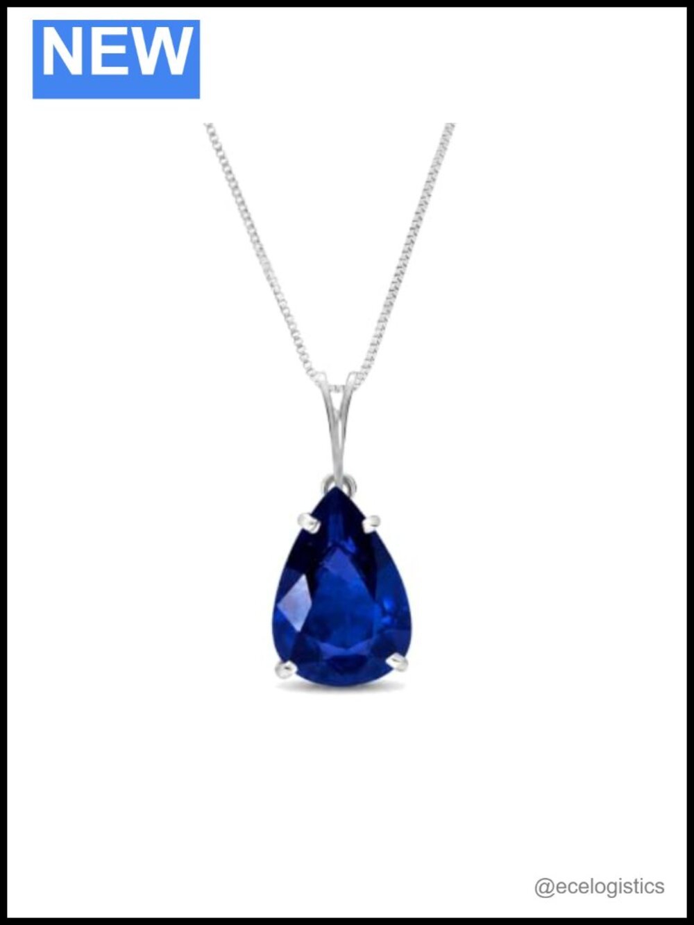 14K Solid Gold Natural Teardrop Sapphire Pendant Necklace 22in.